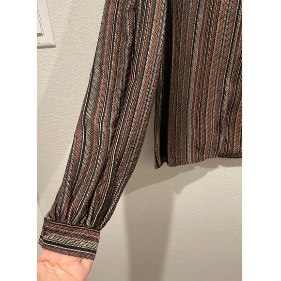 BETTY HANSON 80's Multicolor Striped Silk Blouse - Picture 4 of 5